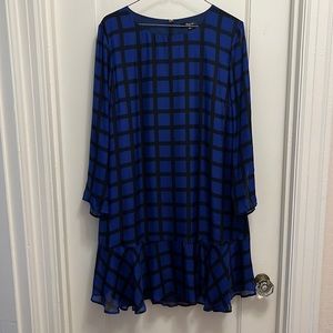 Blue and Black Silk Windowpane Madewell Dress